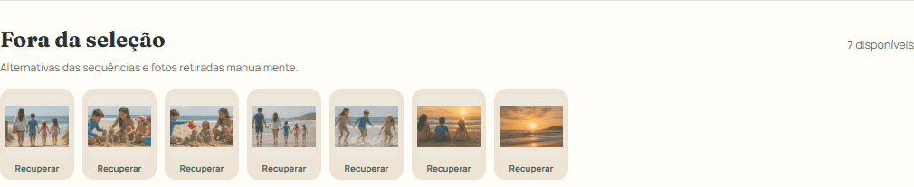 Alternativas de fotos disponíveis para recuperar na Lembria